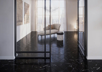 Кварцвиниловый LVT ламинат Invictus Maximus Dryback Herringbone Black Marble - Noir